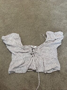 Urban Outfitters Lavender Floral Lace-Up Crop Top